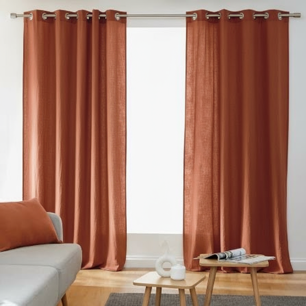 Κουρτίνα Τερακότα με Μεταλλικούς Κρίκους – Ιδανική για Φοιτητικούς Χώρους