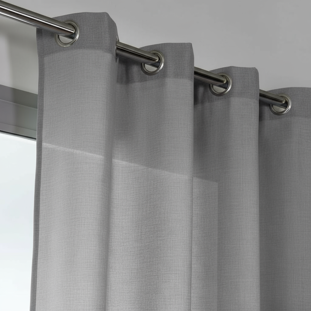 Κουρτίνα Γκρι με Μεταλλικούς Κρίκους – Ιδανική για Φοιτητικούς Χώρους