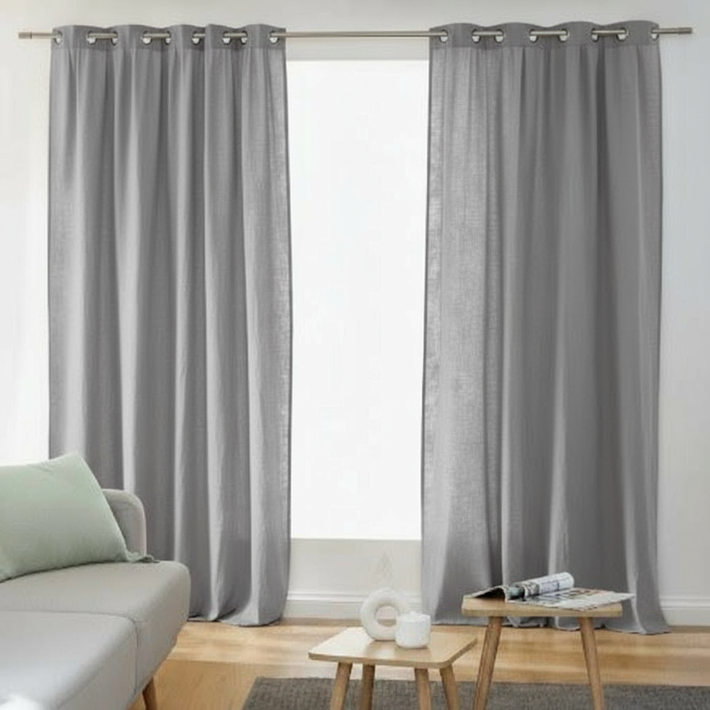 Κουρτίνα Γκρι με Μεταλλικούς Κρίκους – Ιδανική για Φοιτητικούς Χώρους